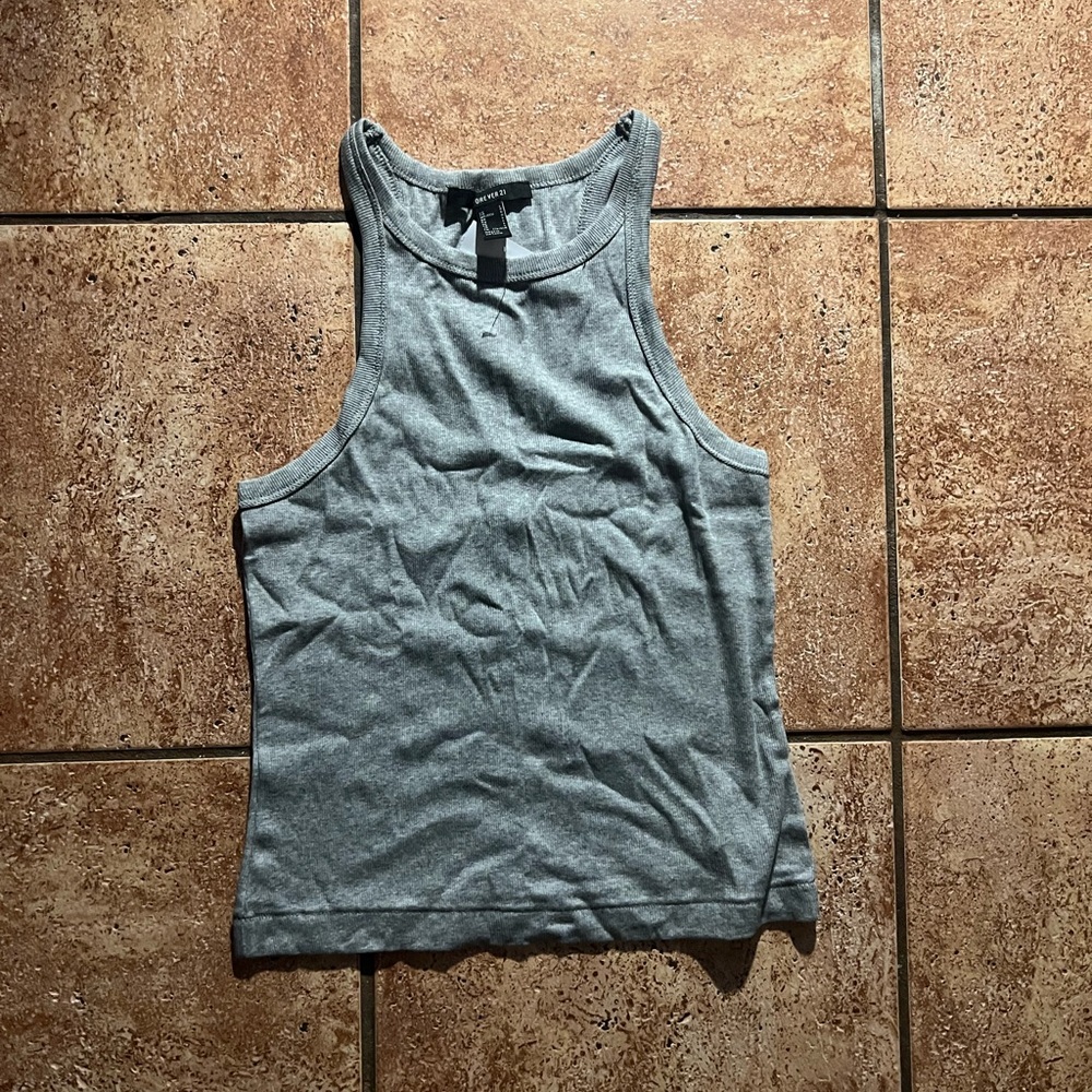 Gray & white ribbed racerback tank top 2 for $13